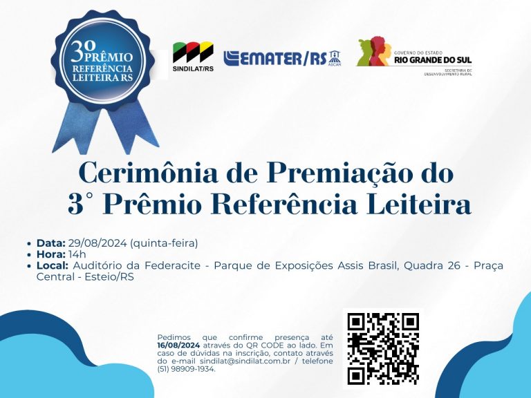 Vencedores do 3º Prêmio Referência Leiteira serão conhecidos no dia 29/08 na Expointer 