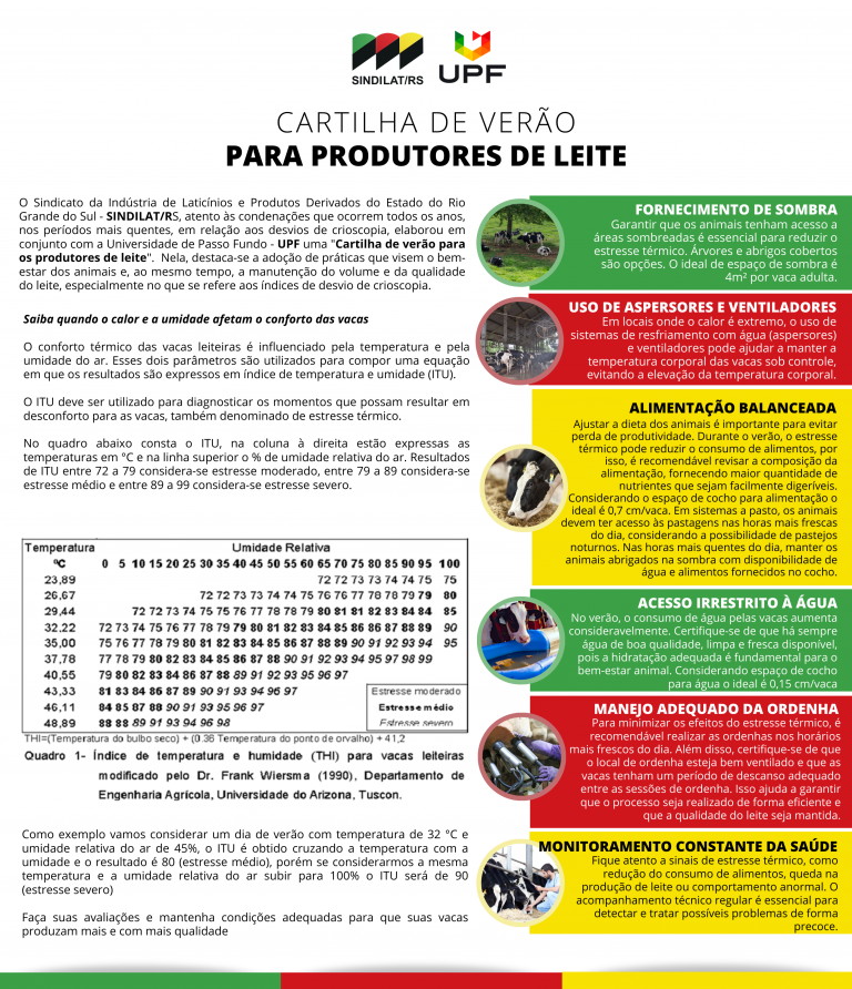 Comunicado 02/2024   – Cartilha de verão para produtores de leite SINDILAT e UPF